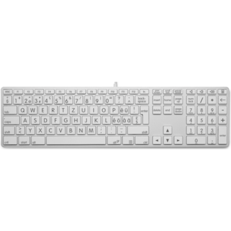 LMP LMP - Bedraad Aluminium Toetsenbord voor Windows met numeriek keyboard - Extra grote letters - 110 keys - QWERTZ (DE) - Zilver/Wit