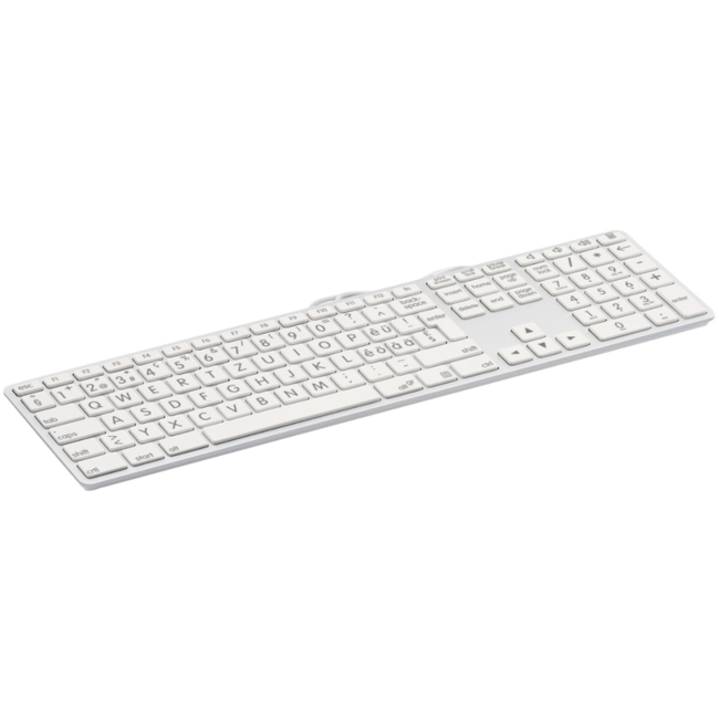 LMP - Bedraad Aluminium Toetsenbord voor Windows met numeriek keyboard - Extra grote letters - 110 keys - QWERTZ (DE) - Zilver/Wit