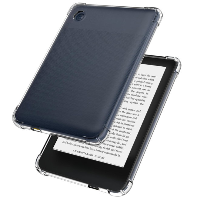 Case2go - E-reader hoes geschikt voor Kobo Clara Colour / BW - Siliconen Back Cover - Met Schokbestendige Hoeken - Transparant