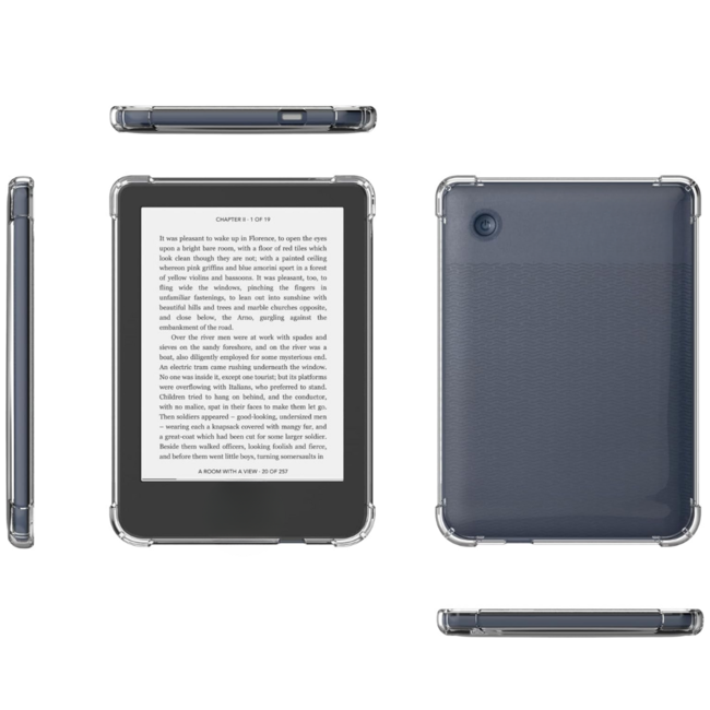 Case2go - E-reader hoes geschikt voor Kobo Clara Colour / BW - Siliconen Back Cover - Met Schokbestendige Hoeken - Transparant
