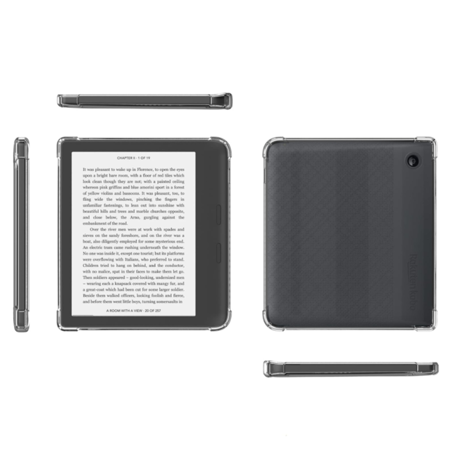 Case2go - E-reader hoes geschikt voor Kobo Libra Colour - Siliconen Back Cover - Met Schokbestendige Hoeken - Transparant