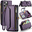 CaseMe - Telefoonhoesje geschikt voor Apple iPhone 16 Pro - Wallet Book Case met Schouder Strap - Paars
