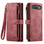 CaseMe - Hoesje geschikt voor Google Pixel 9 / 9 Pro - Vintage Wallet Book Case Ritssluiting - Met Magneetsluiting - Rood