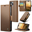CaseMe - Hoesje geschikt voor Apple iPhone 16 Pro - Retro Wallet Book Case - Met Magnetische Sluiting - Bruin