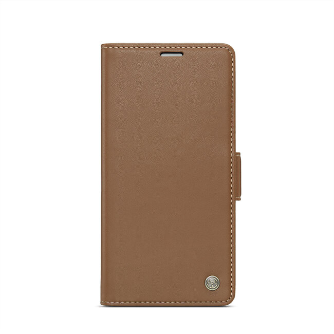 CaseMe - Hoesje geschikt voor Apple iPhone 16 Pro - Retro Wallet Book Case - Met Magnetische Sluiting - Bruin