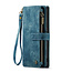 CaseMe - Hoesje geschikt voor Google Pixel 9 / 9 Pro - Vintage Wallet Book Case Ritssluiting - Met Magneetsluiting - Blauw
