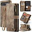 CaseMe - Hoesje geschikt voor Google Pixel 9 / 9 Pro - Vintage Wallet Book Case Ritssluiting - Met Magneetsluiting - Bruin