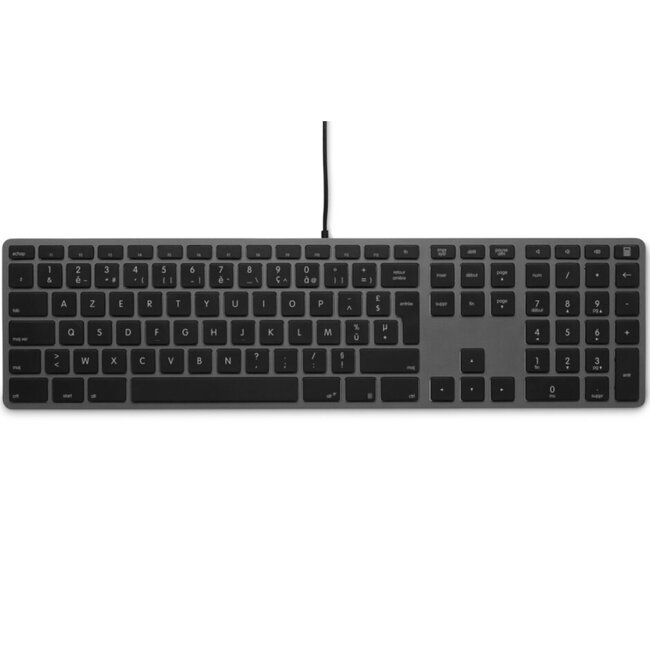 LMP Bedraad Aluminium Toetsenbord voor Windows – Dubbele USB 2.0 Poorten – Numeriek Keyboard – 110 Toetsen – AZERTY (FR) Indeling – Space Grey/Zwart