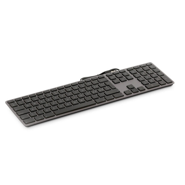 LMP Bedraad Aluminium Toetsenbord voor Windows – Dubbele USB 2.0 Poorten – Numeriek Keyboard – 110 Toetsen – AZERTY (FR) Indeling – Space Grey/Zwart
