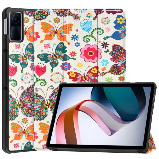 Case2go - Hoes geschikt voor Xiaomi Redmi Pad - 10.6 inch Book Case - Auto Sleep/Wake Up functie - Vlinders