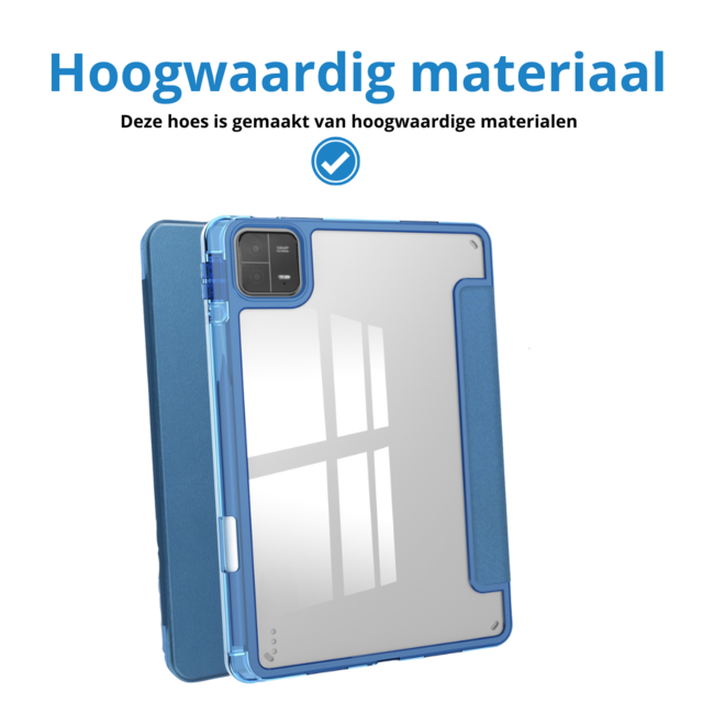 Case2go - Tablet hoes geschikt voor Xiaomi Pad 6 / Pad 6 Pro - Acrylic Trifold case met Pencil houder - Blauw
