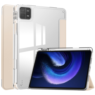 Case2go Case2go - Tablet hoes geschikt voor Xiaomi Pad 6 / Pad 6 Pro - Acrylic Trifold case met Pencil houder - Beige