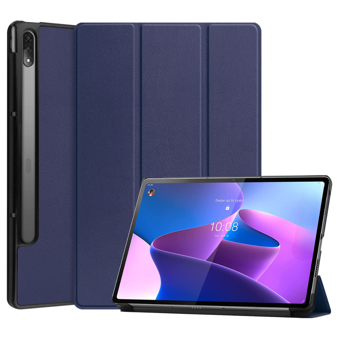 Case2go - Tablet hoes geschikt voor Lenovo Tab P12 Pro (2021) - 12.6 inch - Tri-Fold Book Case - Auto Wake functie - Blauw afbeelding
