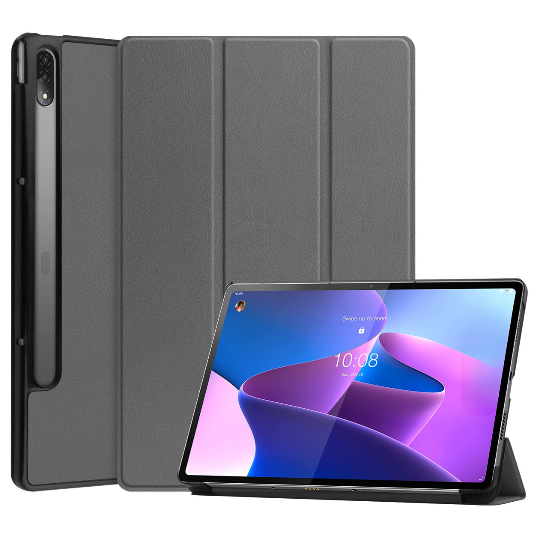Case2go - Tablet hoes geschikt voor Lenovo Tab P12 Pro (2021) - 12.6 inch - Tri-Fold Book Case - Auto Wake functie - Grijs afbeelding