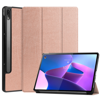 Case2go Case2go - Tablet hoes geschikt voor Lenovo Tab P12 Pro - 12.6 inch - Tri-Fold Book Case - Auto Wake functie - Rosé Goud