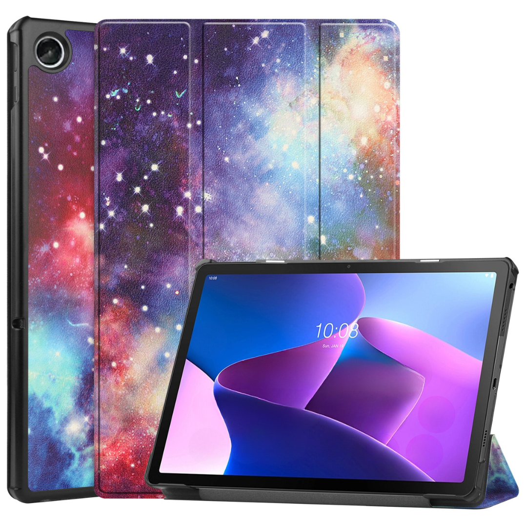 Tablet hoes geschikt voor Lenovo Tab M10 Plus (3e generatie) 10.6 inch - Tri-Fold Book Case - Galaxy afbeelding