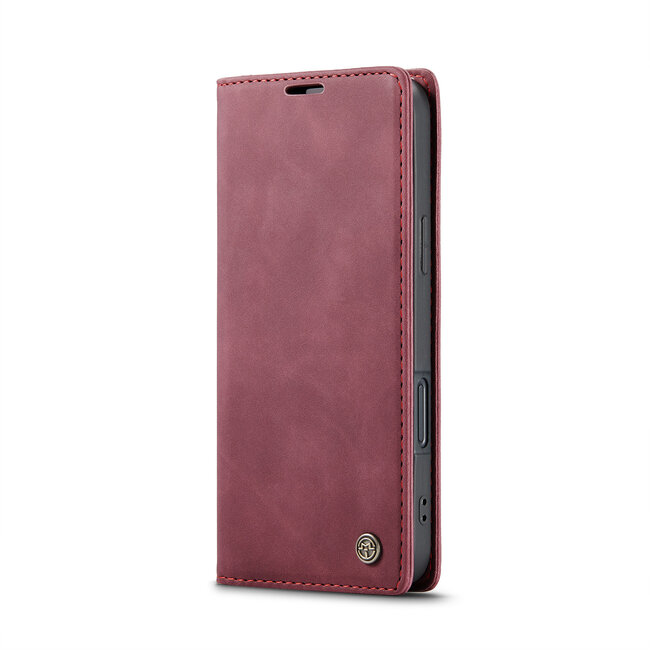 CaseMe - Telefoonhoesje geschikt voor Apple iPhone 16 Pro - Wallet Book Case - Met Magnetische Sluiting - Rood