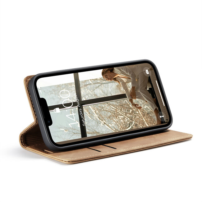 CaseMe - Telefoonhoesje geschikt voor Apple iPhone SE 2024 - Wallet Book Case - Met Magnetische Sluiting - Licht Bruin