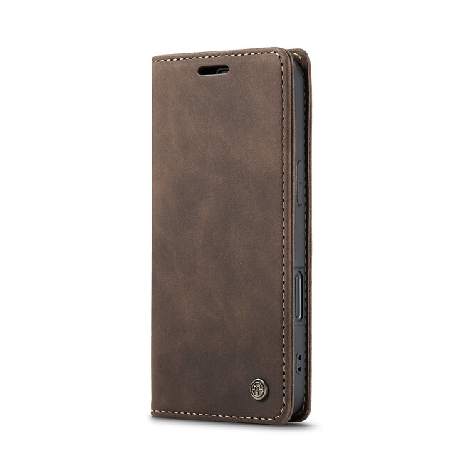 CaseMe - Telefoonhoesje geschikt voor Apple iPhone 16 - Wallet Book Case - Met Magnetische Sluiting - Donker Bruin