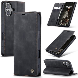 CaseMe CaseMe - Telefoonhoesje geschikt voor Apple iPhone 16 - Wallet Book Case - Met Magnetische Sluiting - Zwart