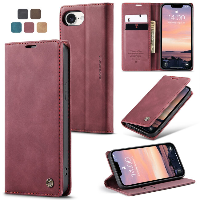 CaseMe - Telefoonhoesje geschikt voor Apple iPhone SE 2024 - Wallet Book Case - Met Magnetische Sluiting - Rood
