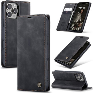 CaseMe CaseMe - Telefoonhoesje geschikt voor Apple iPhone 16 Pro Max - Wallet Book Case - Met Magnetische Sluiting - Zwart