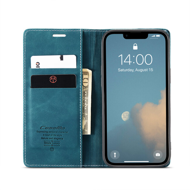CaseMe - Telefoonhoesje geschikt voor Apple iPhone SE 2024 - Wallet Book Case - Met Magnetische Sluiting - Blauw