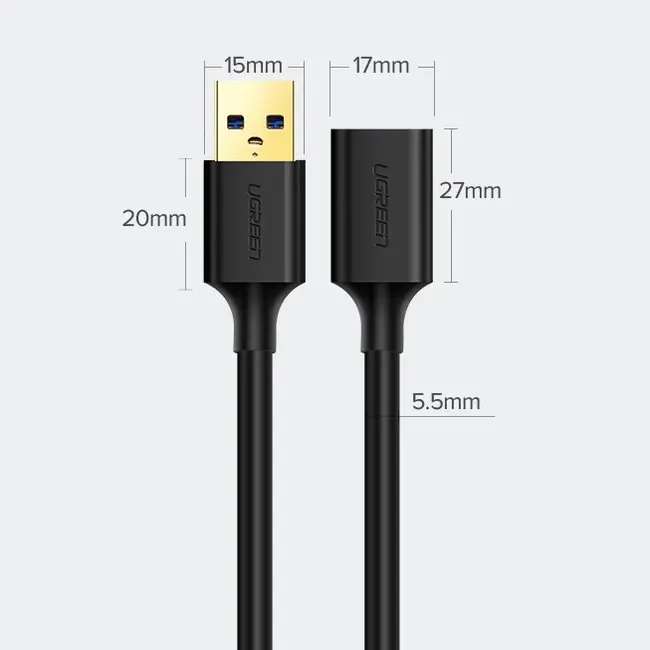 Ugreen - USB verlengkabel - USB naar USB 3.0 - 1 Meter - Zwart