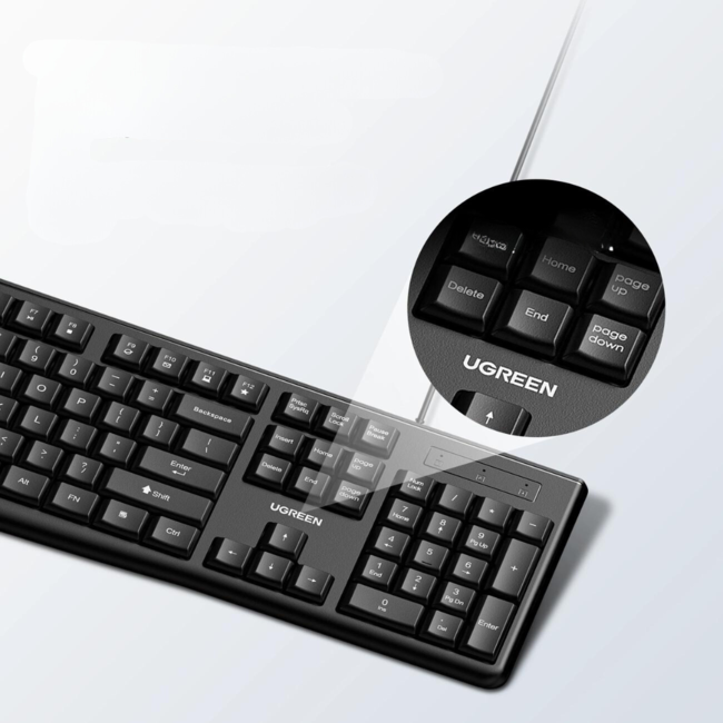 Ugreen - Bedraad - Universeel Toetsenbord en muis - Toetsenbord en muis-sets -  QWERTY - Zwart