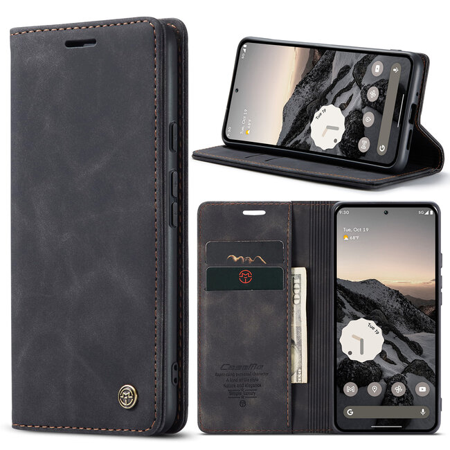 Caseme - Telefoonhoesje geschikt voor Google Pixel 9/9 Pro - Wallet Book Case - Met Magnetische Sluiting - Zwart