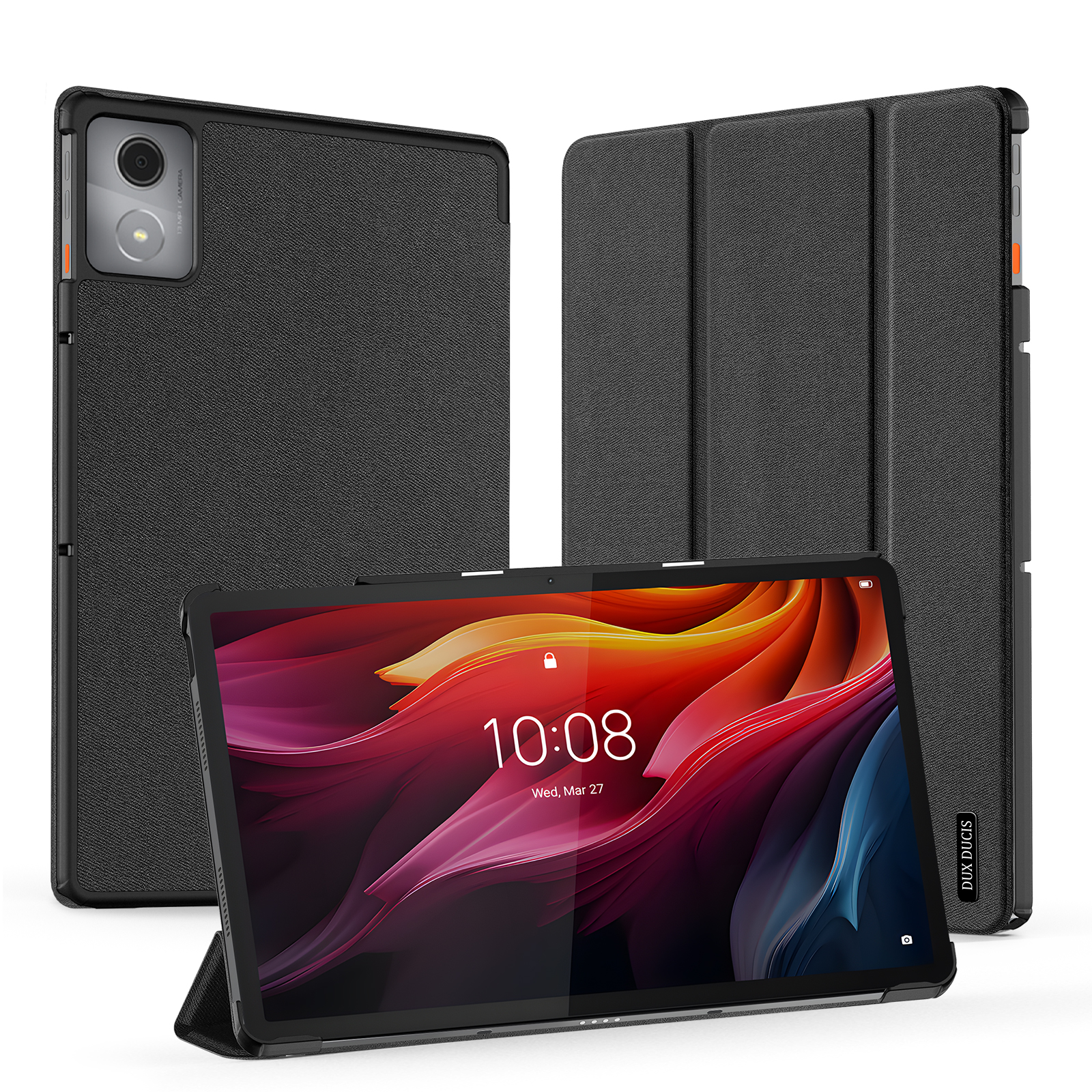 Dux Ducis - Tablet hoes geschikt voor Lenovo Tab K11 Plus - Domo Tri-fold Case - Auto Wake/Sleep functie - Zwart afbeelding