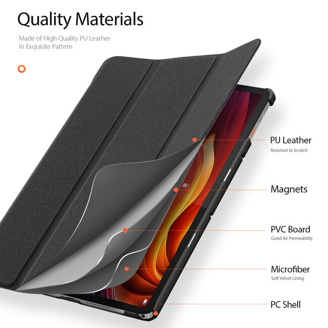 Dux Ducis - Tablet hoes geschikt voor Lenovo Tab K11 Plus - Domo Tri-fold Case - Auto Wake/Sleep functie - Zwart