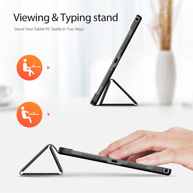 Dux Ducis - Tablet hoes geschikt voor Lenovo Tab K11 Plus - Domo Tri-fold Case - Auto Wake/Sleep functie - Zwart