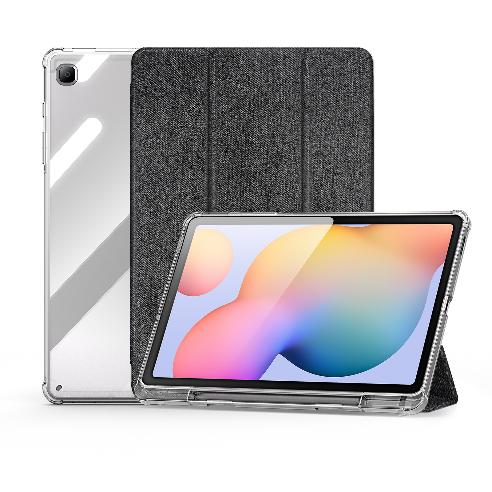 Dux Ducis - Tablet hoes geschikt voor Samsung Galaxy Tab S6 Lite (2020/2022/2024) - Unid Tri-fold Case - Met Pencilhouder en Auto/Wake Functie - Zwart afbeelding