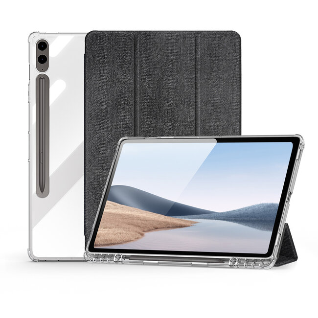 Dux Ducis - Tablet hoes geschikt voor Samsung Galaxy Tab S9/S9 FE Plus - Toby Series - Auto Wake/Sleep functie - Met Pencil houder - Zwart