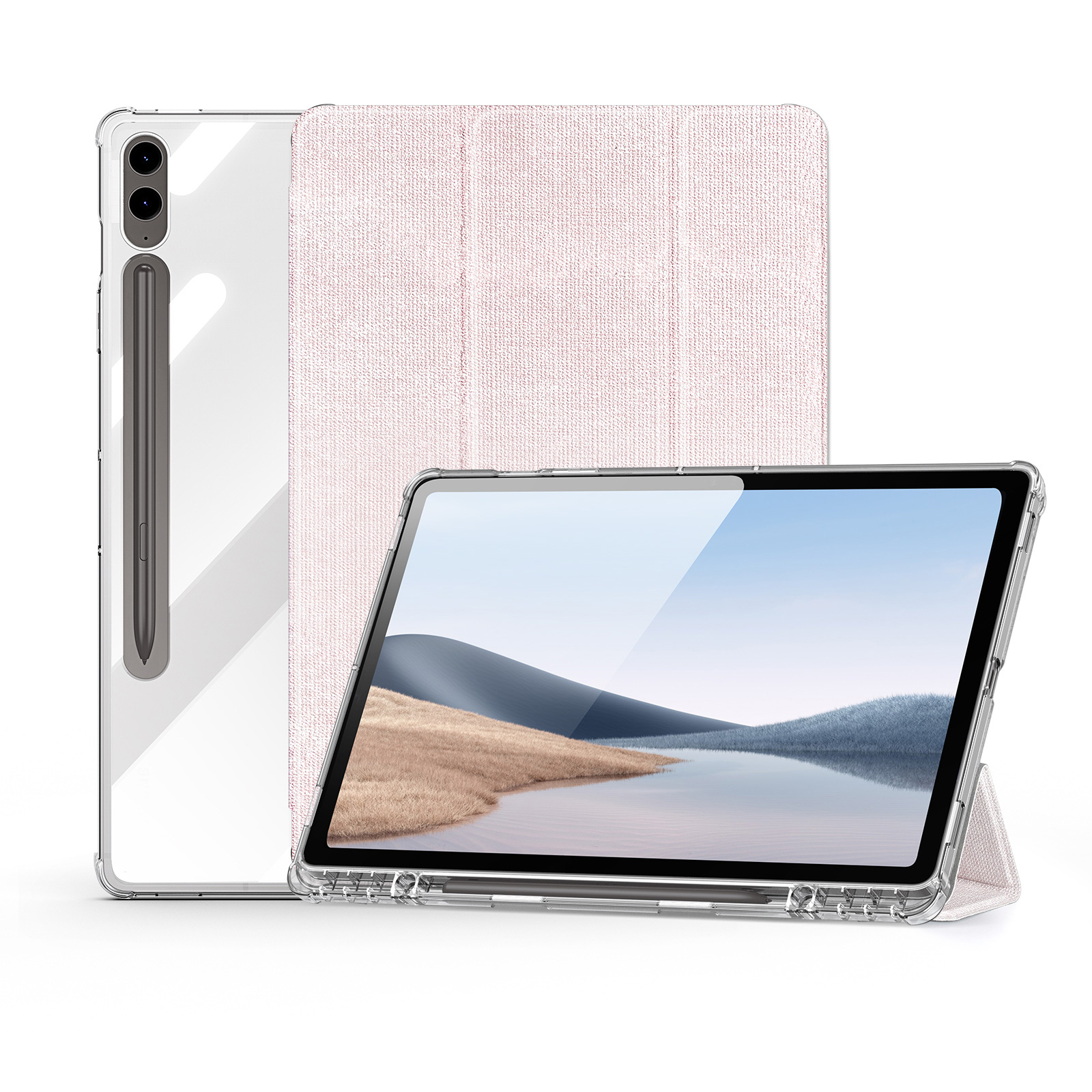 Dux Ducis - Tablet hoes geschikt voor Samsung Galaxy Tab S9/S9 FE Plus - Toby Series - Auto Wake/Sleep functie - Met Pencil houder - Roze afbeelding