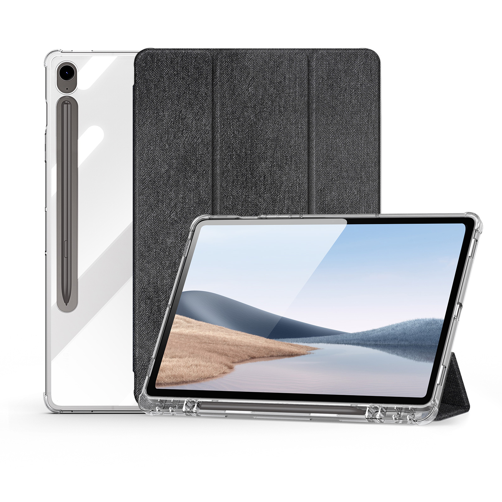 Dux Ducis - Tablet hoes geschikt voor Samsung Galaxy Tab S9/S9 FE - Toby Series - Auto Wake/Sleep functie - Met Pencil houder - Zwart afbeelding