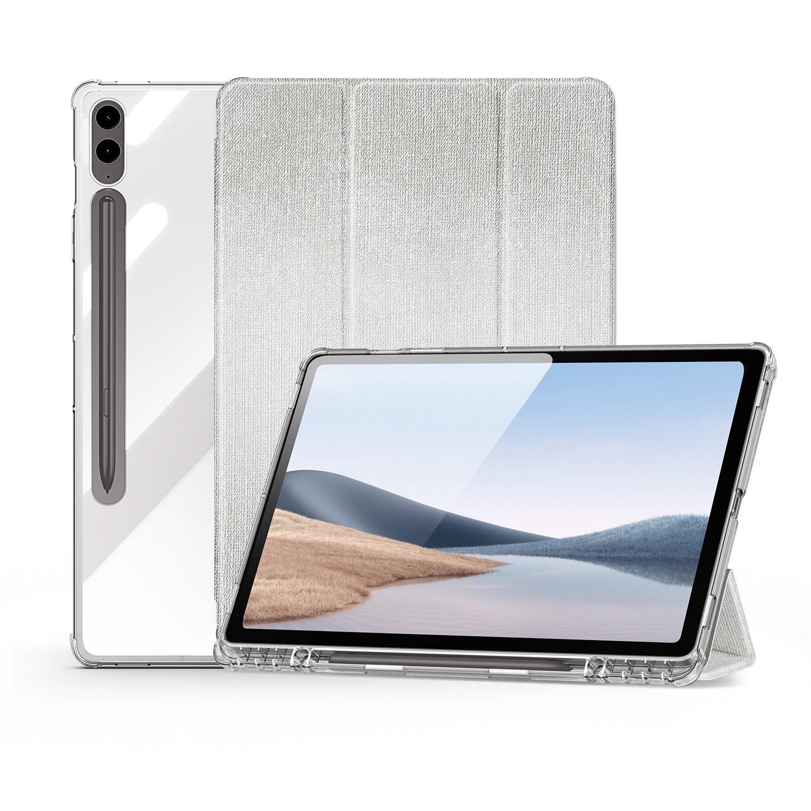Dux Ducis - Tablet hoes geschikt voor Samsung Galaxy Tab S9/S9 FE Plus - Toby Series - Auto Wake/Sleep functie - Met Pencil houder - Groen afbeelding