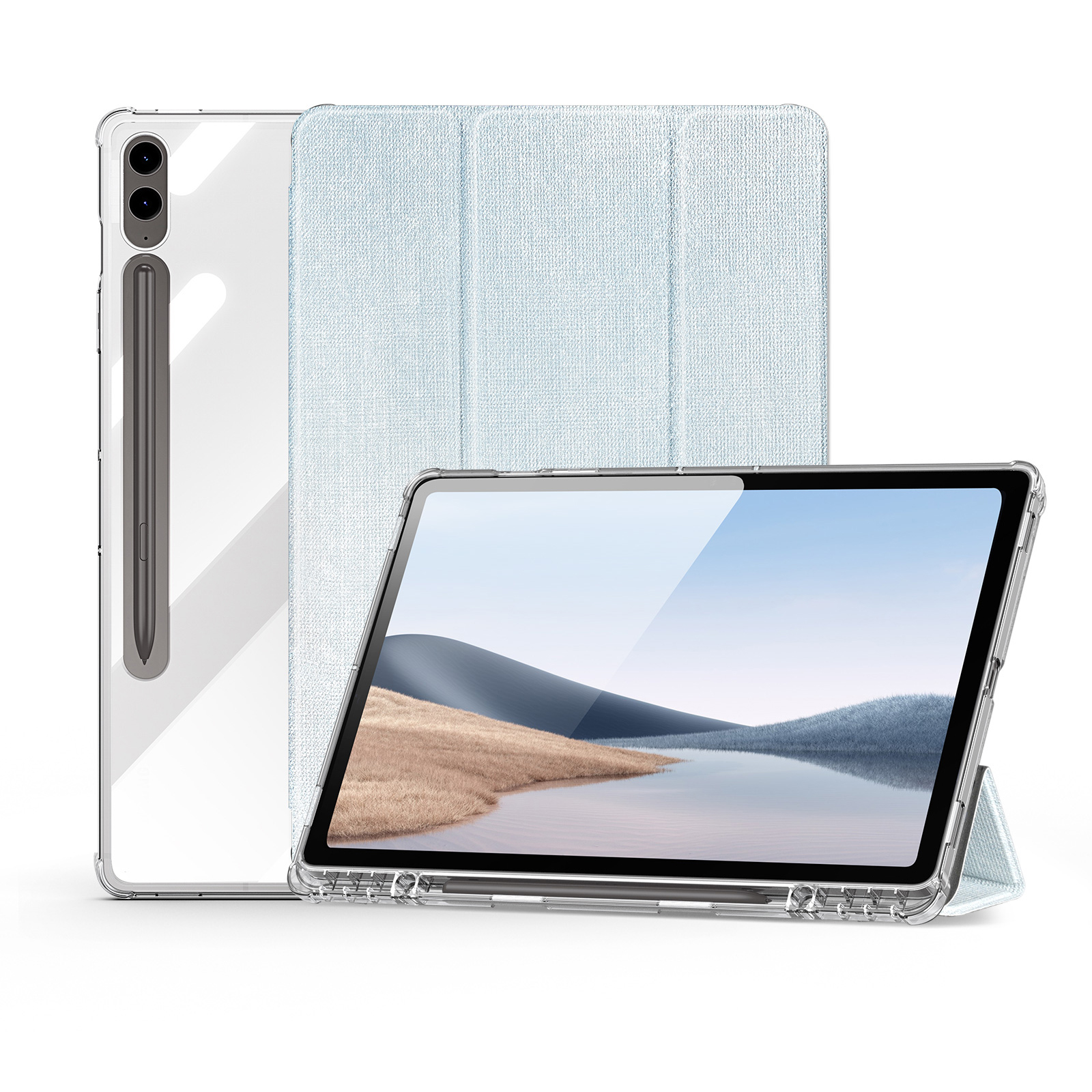 Dux Ducis - Tablet hoes geschikt voor Samsung Galaxy Tab S9/S9 FE Plus - Toby Series - Auto Wake/Sleep functie - Met Pencil houder - Blauw afbeelding