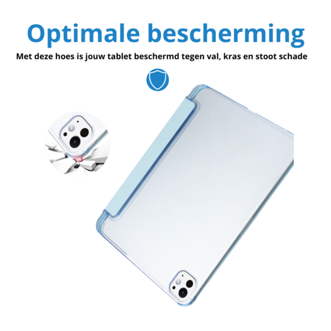 Case2go - Tablet hoes geschikt voor Apple iPad Pro 11 (2025) / Apple iPad Pro 11 (2024) - Tri-fold Frosted Case met Auto/Wake Functie - Met Pencilhouder - 11 inch - Lichtblauw