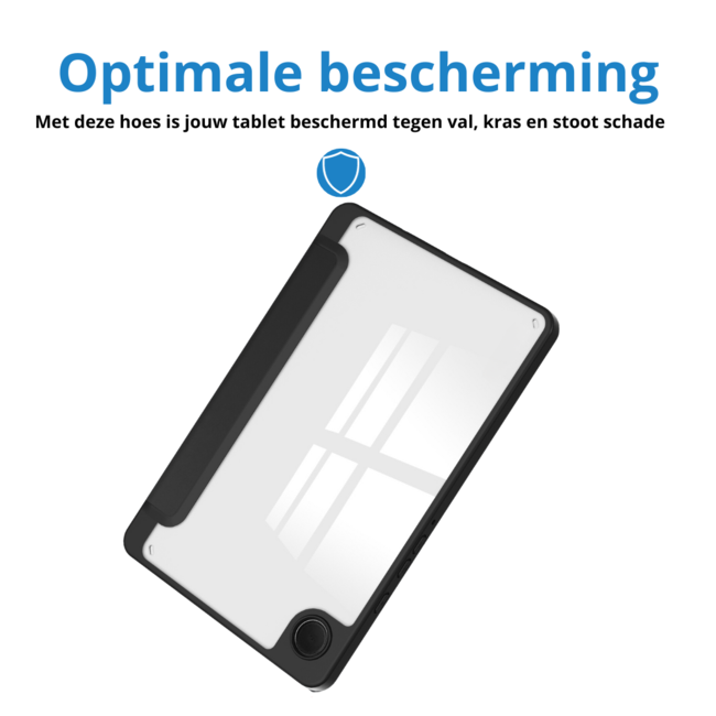 Case2go - Tablet hoes geschikt voor Samsung Galaxy Tab A9 (2023) - Acrylic Trifold case met Pencil houder - Zwart
