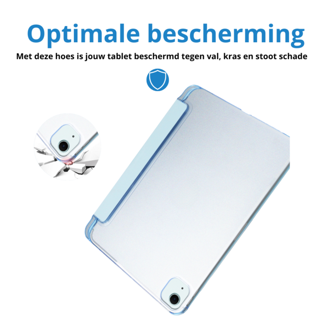 Case2go - Tablet hoes geschikt voor Apple iPad Air (2024) / Apple iPad Air (2025) - 11 Inch - Tri-fold Frosted Case met Auto/Wake Functie - Met Pencilhouder - Licht Blauw