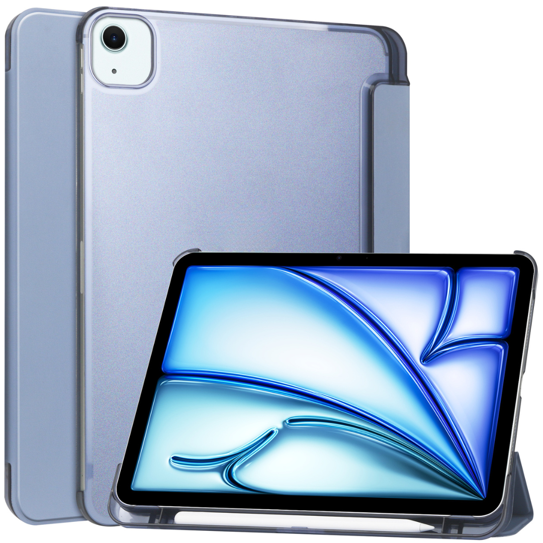 Case2go - Tablet hoes geschikt voor Apple iPad Air (2024) / Apple iPad Air (2025) - 13 Inch - Tri-fold Frosted Case met Auto/Wake Functie - Met Pencilhouder - Paars afbeelding