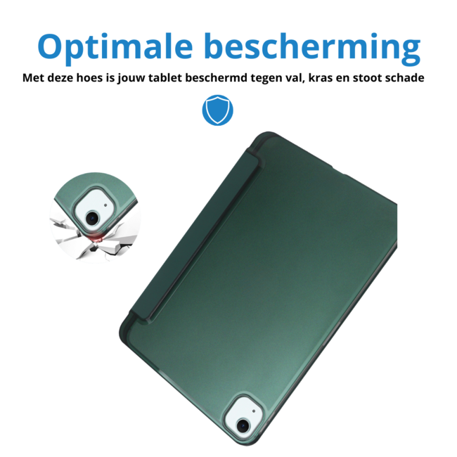 Case2go - Tablet hoes geschikt voor Apple iPad Air (2024) / Apple iPad Air (2025) - 13 Inch - Tri-fold Frosted Case met Auto/Wake Functie - Met Pencilhouder - Donkergroen