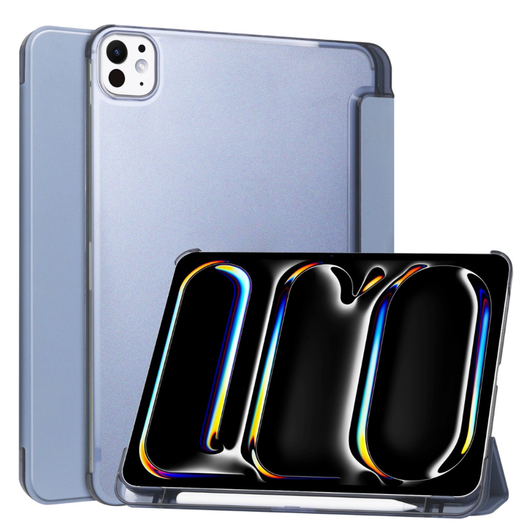 Case2go - Tablet hoes geschikt voor Apple iPad Pro 13 (2024) - Tri-fold Frosted Case met Auto/Wake Functie - Met Pencilhouder - 13 inch - Paars afbeelding