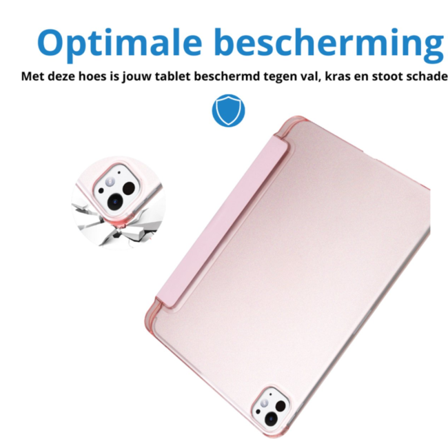 Case2go - Tablet hoes geschikt voor Apple iPad Pro 13 (2025/2024) - Tri-fold Frosted Case met Auto/Wake Functie - Met Pencilhouder - 13 inch - Rosé-goud