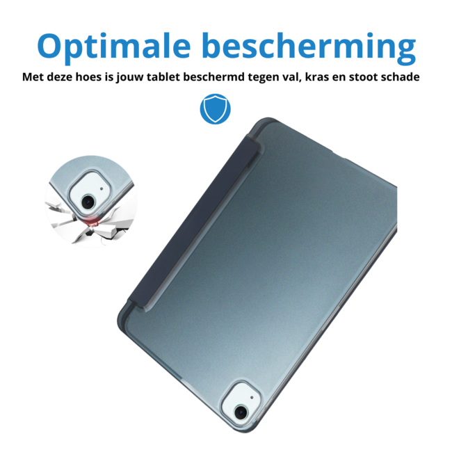 Case2go - Tablet hoes geschikt voor Apple iPad Air (2024) / Apple iPad Air (2025) - 13 Inch - Tri-fold Frosted Case met Auto/Wake Functie - Met Pencilhouder - Donkerblauw
