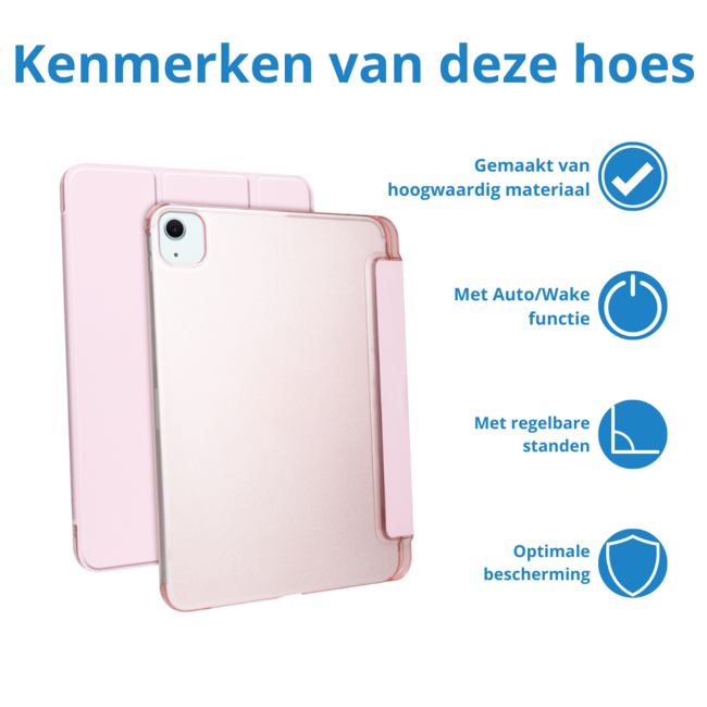Case2go - Tablet hoes geschikt voor Apple iPad Air (2024) / Apple iPad Air (2025) - 13 Inch - Tri-fold Frosted Case met Auto/Wake Functie - Met Pencilhouder - Rosé-goud