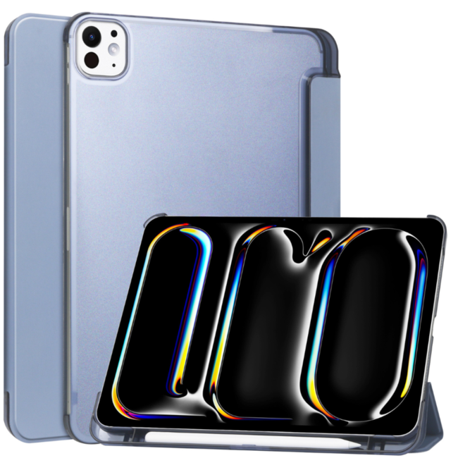 Case2go - Tablet hoes geschikt voor Apple iPad Pro 11 (2025) / Apple iPad Pro 11 (2024) - Tri-fold Frosted Case met Auto/Wake Functie - Met Pencilhouder - 11 inch - Paars