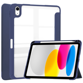 Case2go Case2go - Tablet hoes geschikt voor iPad 10 10.9 (2022) - Trifold case met Auto/Wake functie en Magneetsluiting - Donker Blauw